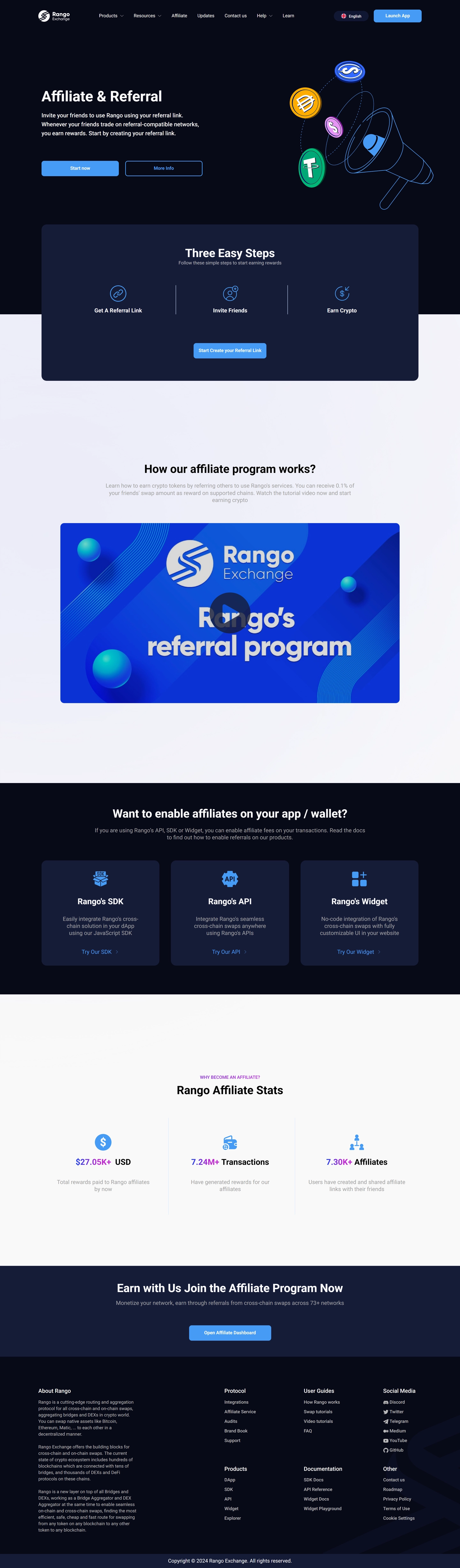 Affiliate Program', 'caption': 'The affiliate dashboard where users can manage referrals and track rewards for driving volume to the protocol.